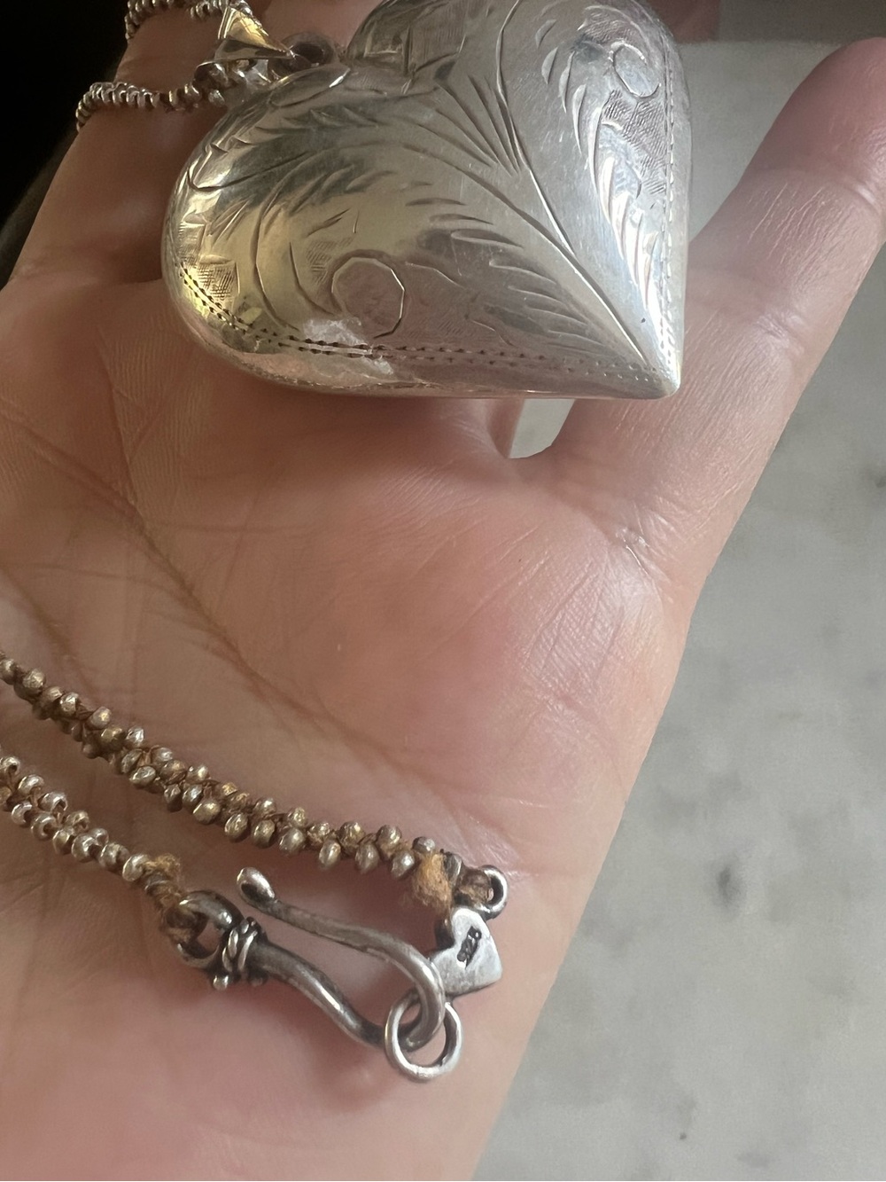 Vintage Sterling Silver Oversized 2” Puffy Heart Necklace 925 Statement 22g - Picture 4 of 16
